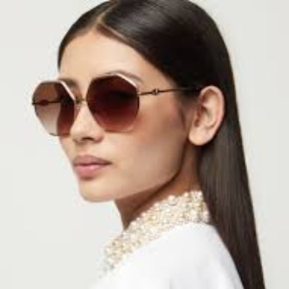 Valentino Accessories - NWT Valentino 2044 Hexagonal Gold Rose Bling Wink Designer Sunglasses